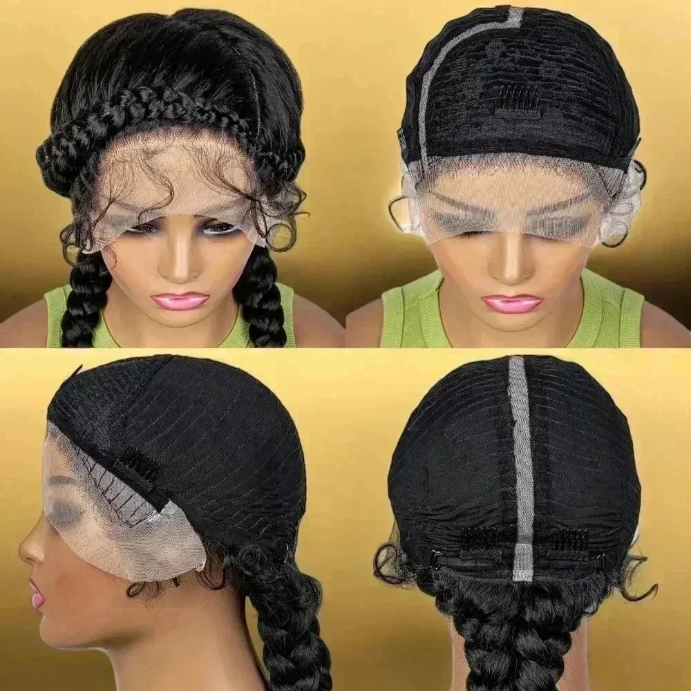 Braided  lace Wig -  elegant 2 feeding cornrows, Natural Baby Hair, NWT - Picture 6 of 9